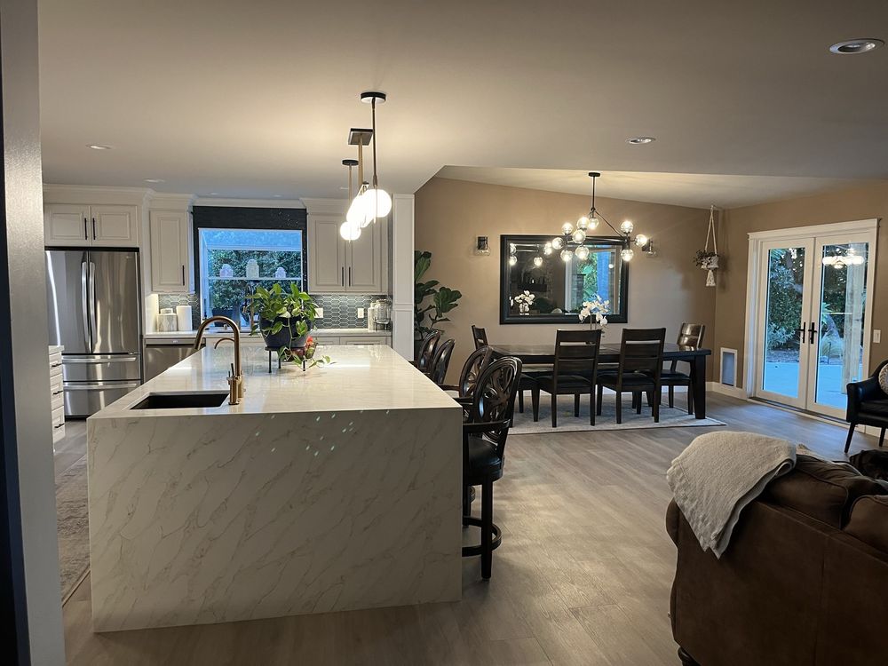 Completed kitchen and living space by RG Drywall & Builder