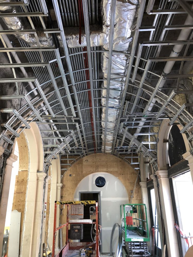 Ceiling framing during an RG construction project